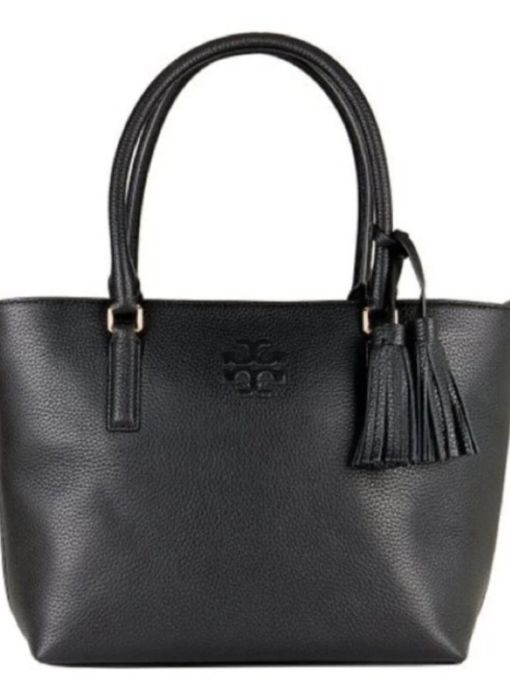 Tory Burch Large Black Pebbled Leather Tote Bag